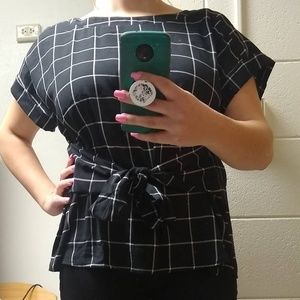 West Kei Black and White Front Tie Shirt - NWT
